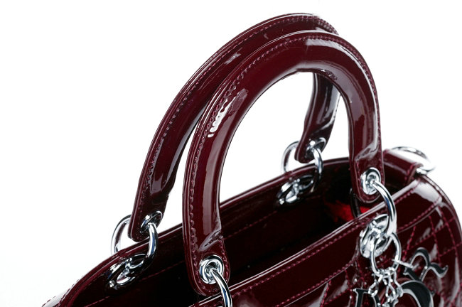 dior granville polochon patent leather 6375 wine red - Click Image to Close